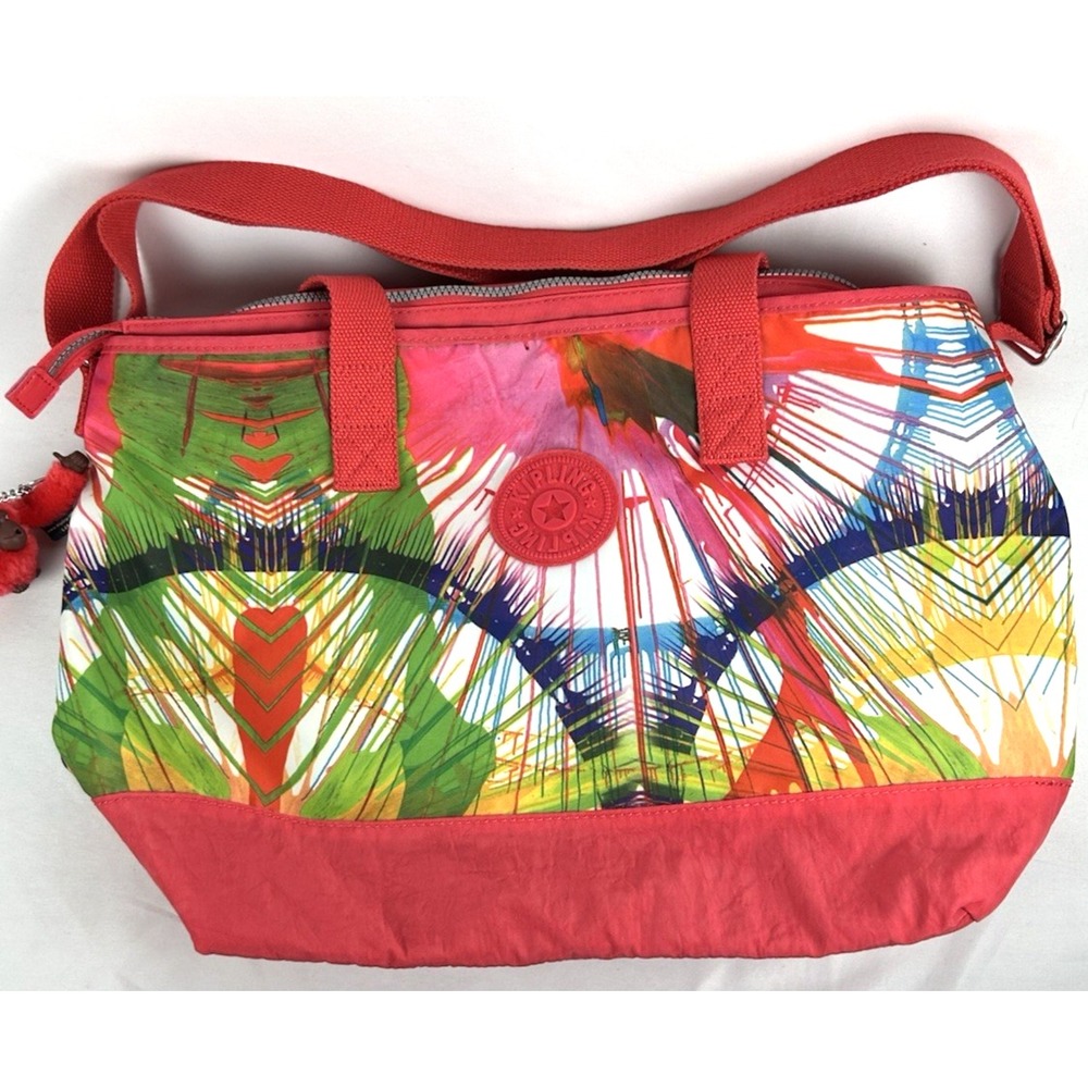 Kipling Adara Beach Print Tote Lea Monkey Charm Bag Duffle Crossbody Strap